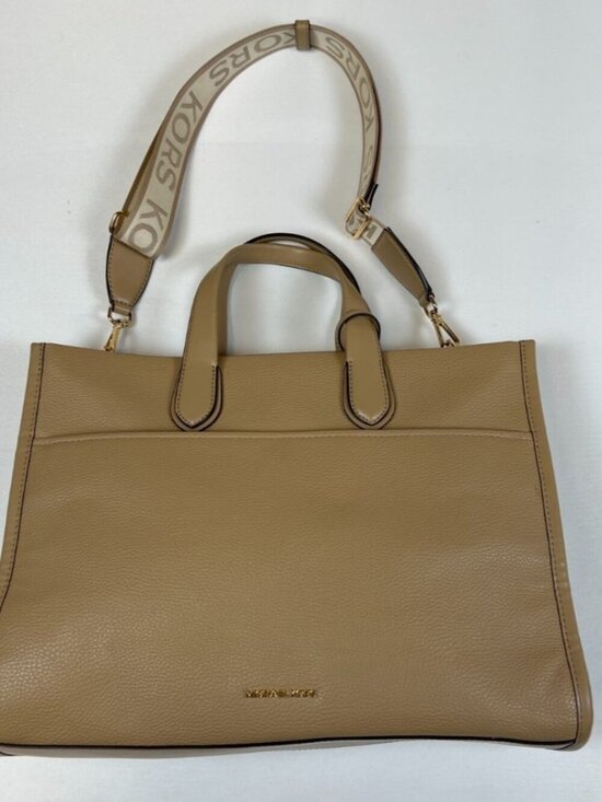 Michael Kors Handbags - Michael Kors Women Large Tan Pebble Leather Sinclair Tote Bag Handbag Camel